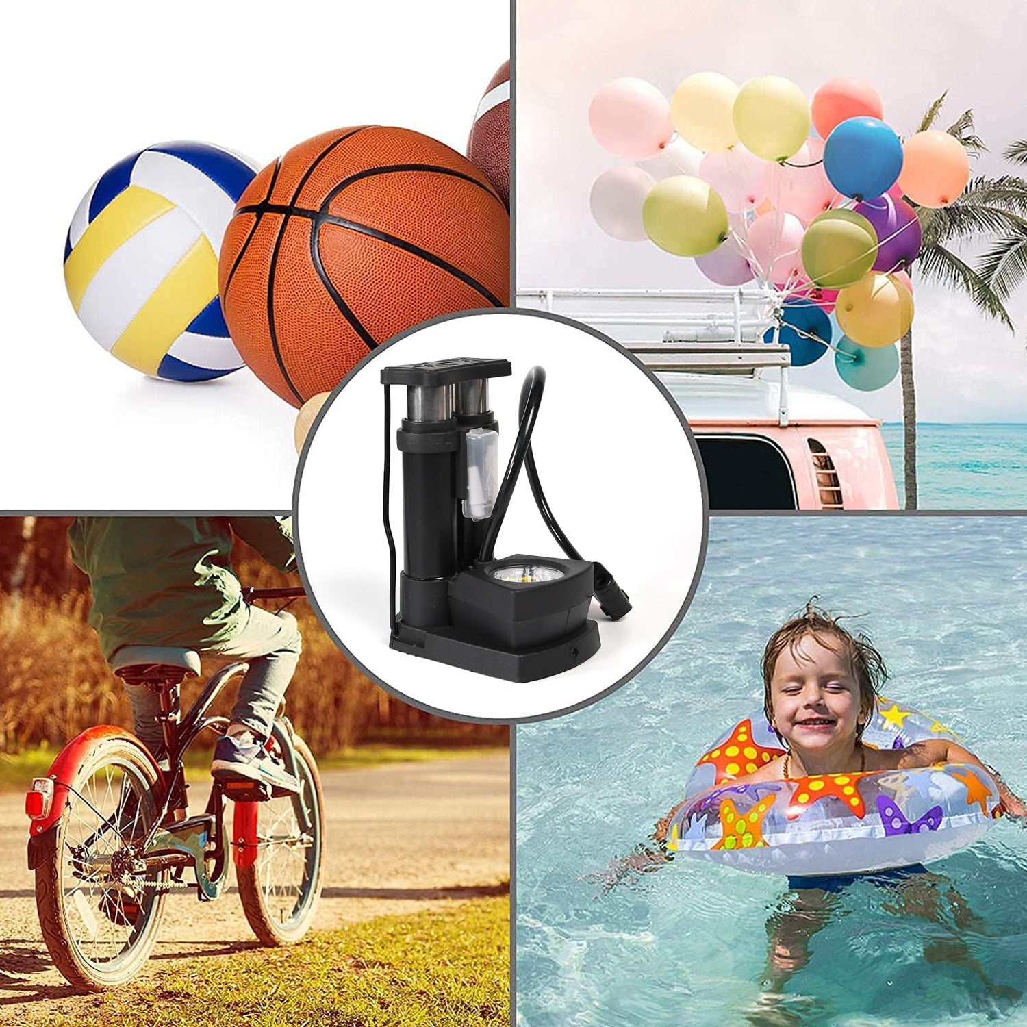 0533 Portable Mini Bike Pumpcycle Pump Foot Activated With Gauge Floor Bicycle Pump Cycle Pump