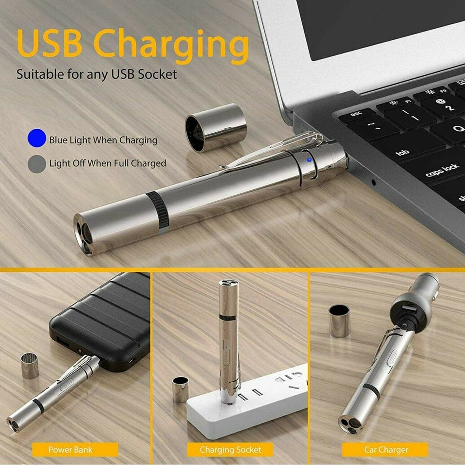 Multifunctional Stainless Steel USB Charging Pet Laser Pointer