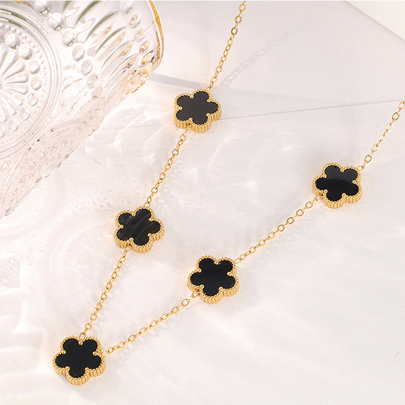 Four-leaf Clover Chain - Black/White