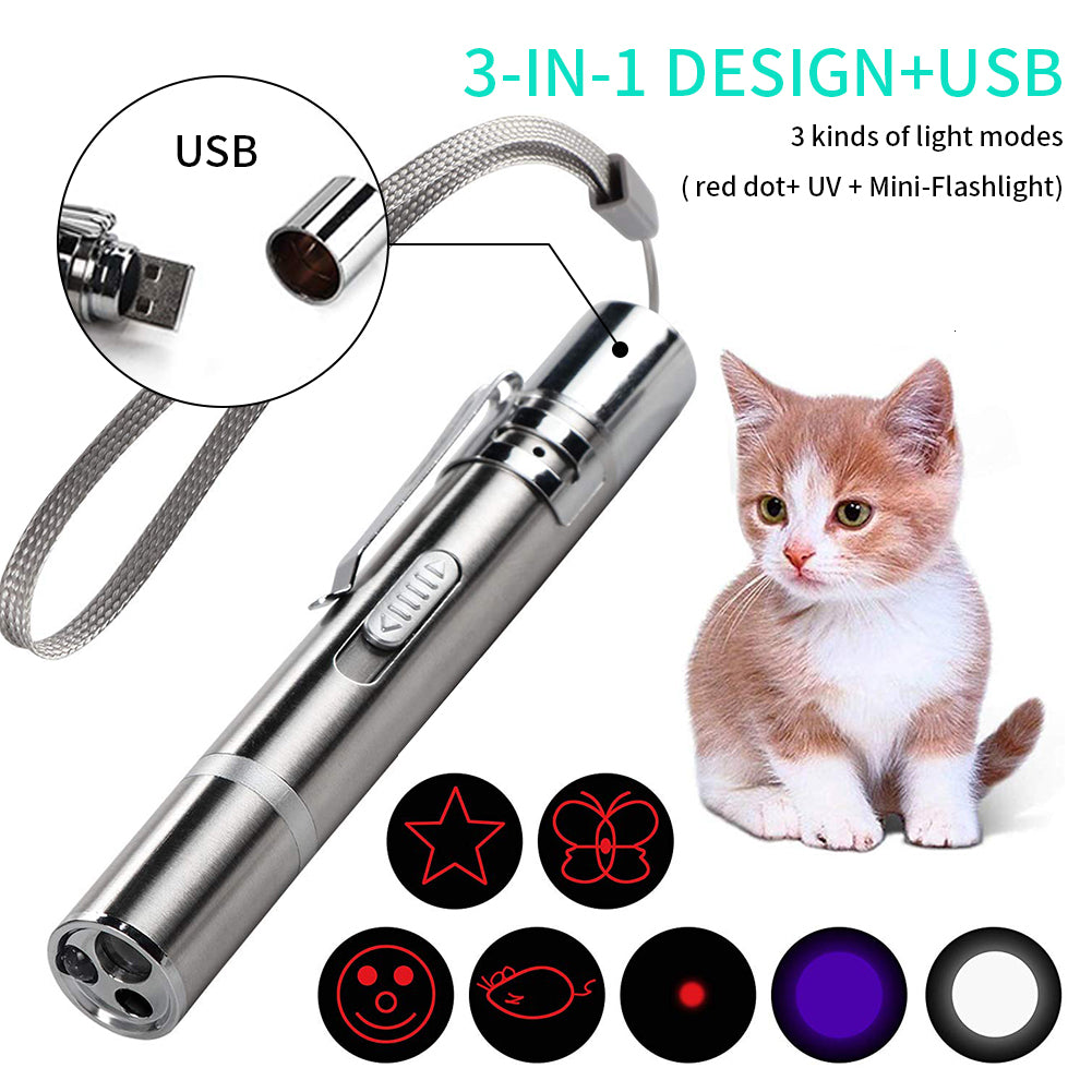 Multifunctional Stainless Steel USB Charging Pet Laser Pointer