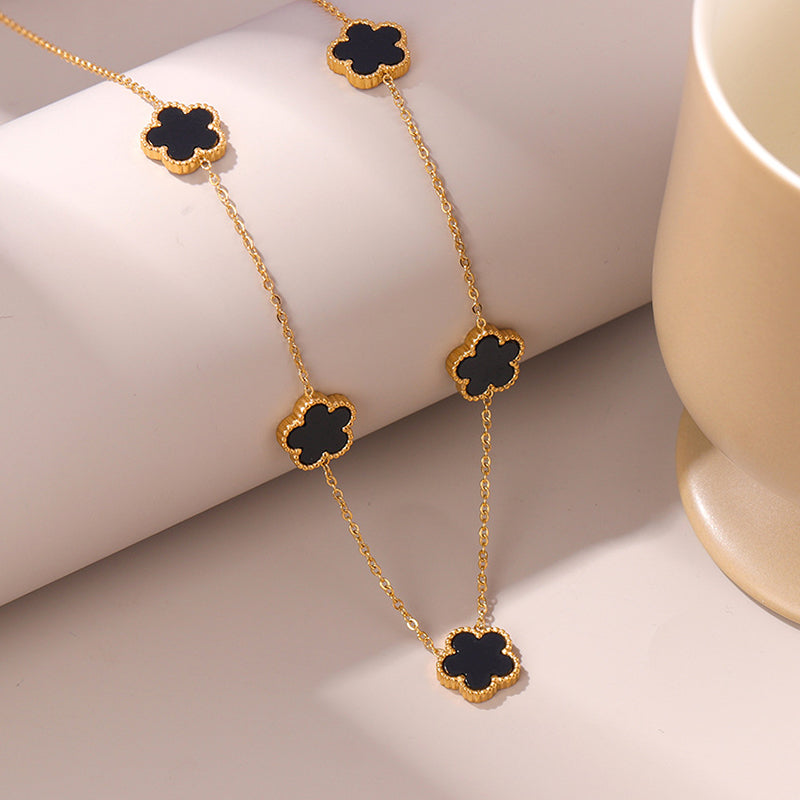 Four-leaf Clover Chain - Black/White