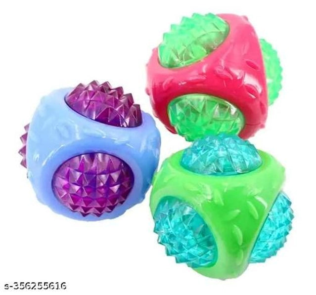 Chew Playing Silicone Ball (Multicolor, Pack of 3)