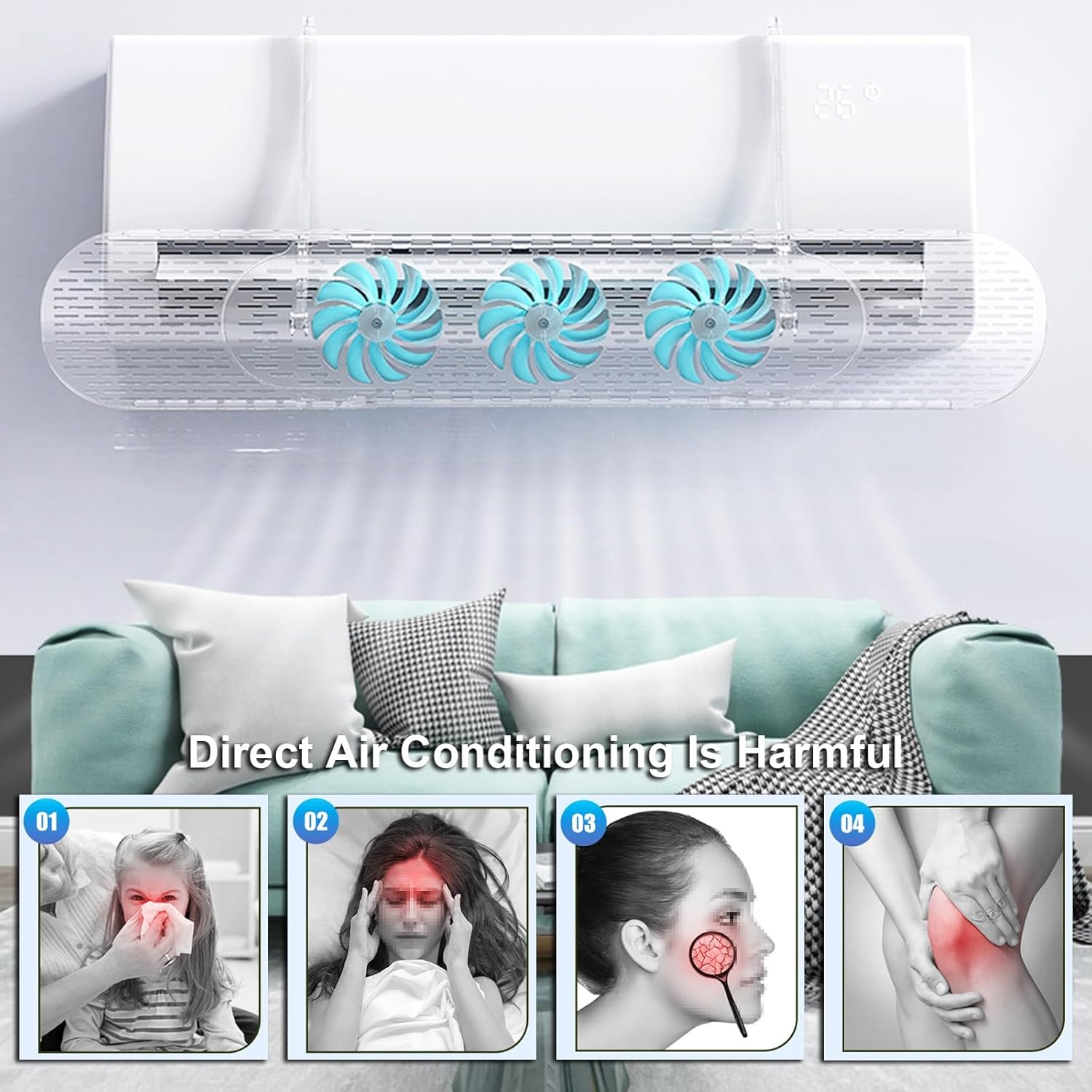 Transparent Adjustable AC Air Deflector